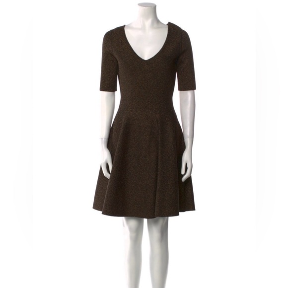 Milly Black and Gold Short Sleeve Dress - Fit and Flare - size Small - EUC